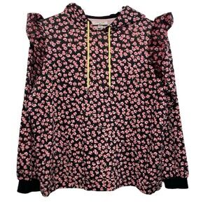 Sandy Liang x Target Hoodie Womens Size XL Ditsy Floral Ruffle Shoulder Pullover